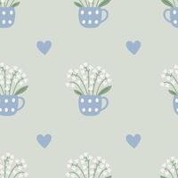 Lily of the Valley in cup Seamless Pattern vector