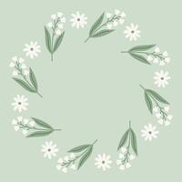Pastel Green Floral Circle Frame vector