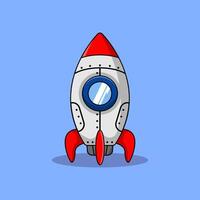 cartoon rocket spaceship standing upright vector