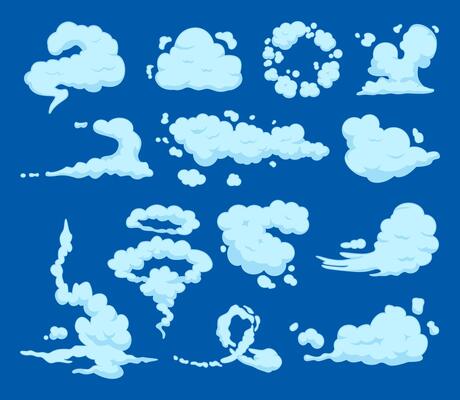 various cartoon smoke and cloud effects