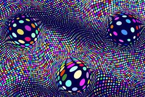 Colorful textured pattern with spheres and dots, creating an optical illusion vector