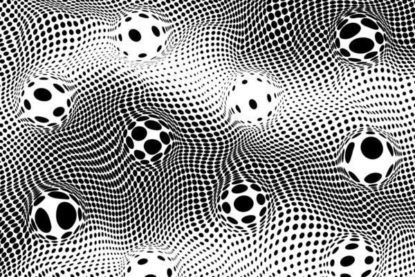 Optical spheres with dotted patterns on a textured halftone background.