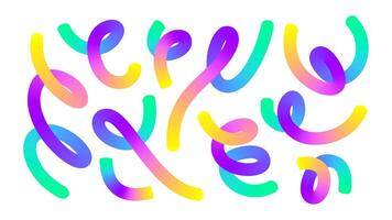 Set of colorful gradient shapes and swirls on a white background vector