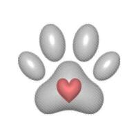 Paw print with a halftone effect on white background vector
