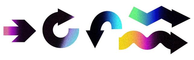 Collection of arrows with various shapes and gradient fills vector