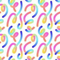 Seamless pattern with colorful gradient swirls and ribbons on a white background vector