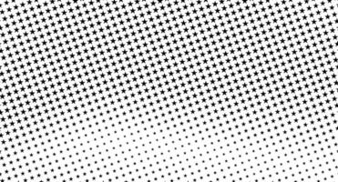 Black star pattern on a white background, fading from large to small stars in a diagonal direction. vector