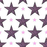 Pattern of pink leopard print stars on white background. vector
