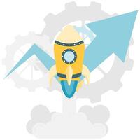 rocket launch with gear trail vector
