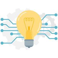 glowing lightbulb with circuit lines vector