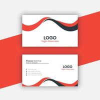 minimal red and white color business card design template vector