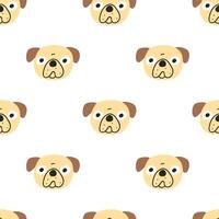 Seamless pattern. Dog face. Flat hand drawn design. Illustration on white background. vector