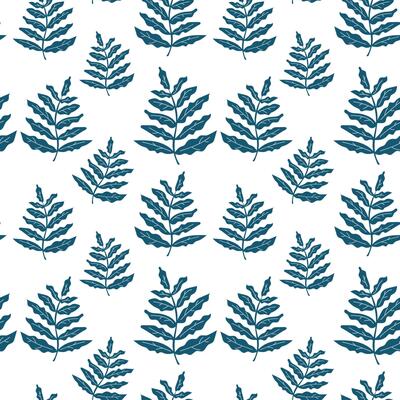 Elegant blue fern pattern design suitable for various textile applications and modern decor