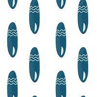 Seamless pattern featuring stylized surfboards in calming blue tones on a crisp white background vector