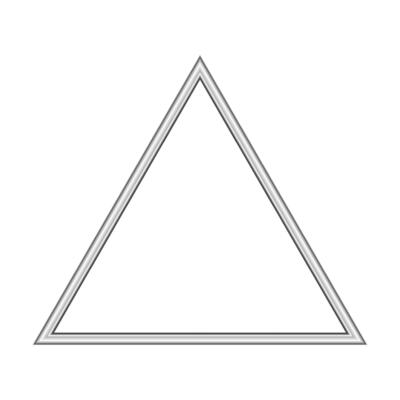 Triangle silver frame. Isolated luxury triangle silver grey border. Silver triangle frame mockup design element.