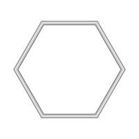 Hexagon silver frame. Isolated luxury hexagon silver grey border. Silver hexagon frame mockup design element. vector