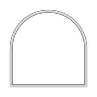 Arch silver frame. Isolated luxury arch shape silver grey border. Silver arch frame mockup design element. vector