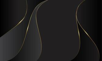 Abstract black luxury background with gold lines. Elegant wave modern wallpaper. Template banner background for sales, ads, events, awards, web, pages and projects vector