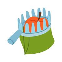 combine harvester for harvesting large fruits with an apple inside. Flat color illustration. Gardening tools. It is suitable for agrothematics, applications, educational materials, product packaging vector