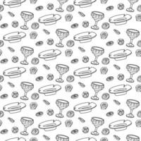 Doodle pattern museum artifacts. Cup, plate, coins, elements of solid materials. Metal, iron, gold. Suitable for designing websites, prints, books, educational materials on history and culture vector