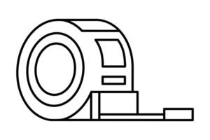 Hand drawn cute outline illustration measuring tape. Flat industry metal ruler line art doodle. Handyman metric tool. Construction sticker. Support service icon. Settings fix problem. Isolated. vector