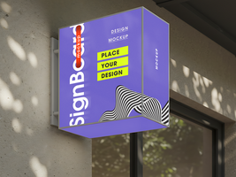 Editable Storefront Projecting Signage Mockup with Advertising Display psd