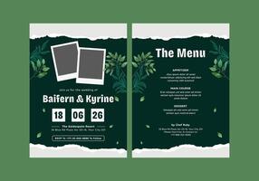 Greenery Monography Wedding Invitation Template vector