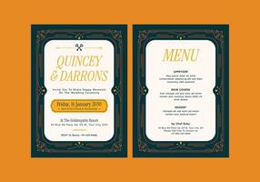 Lineman Art Wedding Invitation Template vector