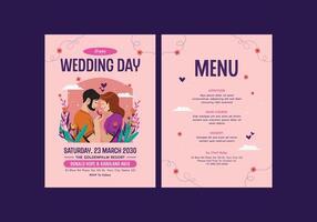 Wedding invitation and menu design vector