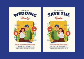 Colorful wedding invitation design vector