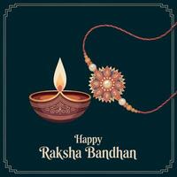 Raksha Bandhan Greeting with Traditional Diya and Rakhi Design vector