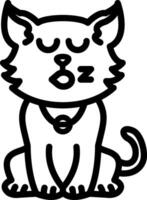 Sleeping Peaceful Cat Face Icon vector