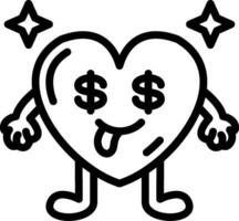 Greedy heart with dollar eyes vector