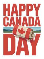 Canada Day Vintage Scroll Art with Maple Leaf and Flag vector