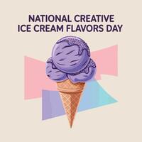 National Creative Ice Cream Flavors Day with Melting Colorful Cone Illustration artwork vector