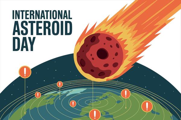 International Asteroid Day Space Earth Impact Awareness Illustration poster