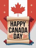 Canada Day Vintage Scroll Art with Maple Leaf and Flag Design vector