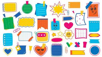 Set of colorful paper notes in doodle style vector