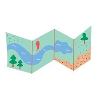 Map of wooded area with destination point for tourist hiking trip vector