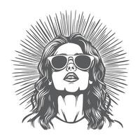 Abstract female image portrait in rays vector