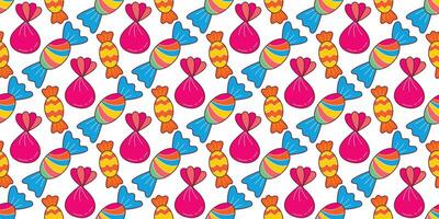 Delicious different candies kid seamless pattern vector
