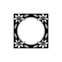 Elegant Floral Frame with Lilies in Black and White. vector