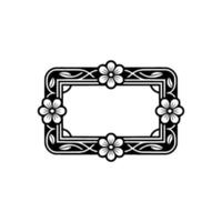 Elegant Floral Frame Illustration, Black and White, Minimalist. vector