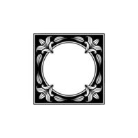 Elegant Art Nouveau Lily Frame on White Background. vector