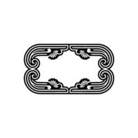 Ornate Black White Rectangular Frame, Retro Style. vector
