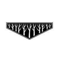 Minimalist Forest Silhouette in Polygon Frame. vector