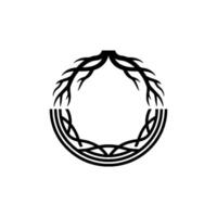 Abstract Circle with Tree Roots and Interlaced Lines. vector