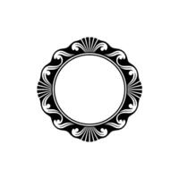 Ornate Circular Frame - Black White Illustration. vector