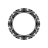Elegant Circular Frame with Decorative Scrollwork, Black on White. vector