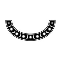 Crescent Moon Star Pattern Celestial Border. vector